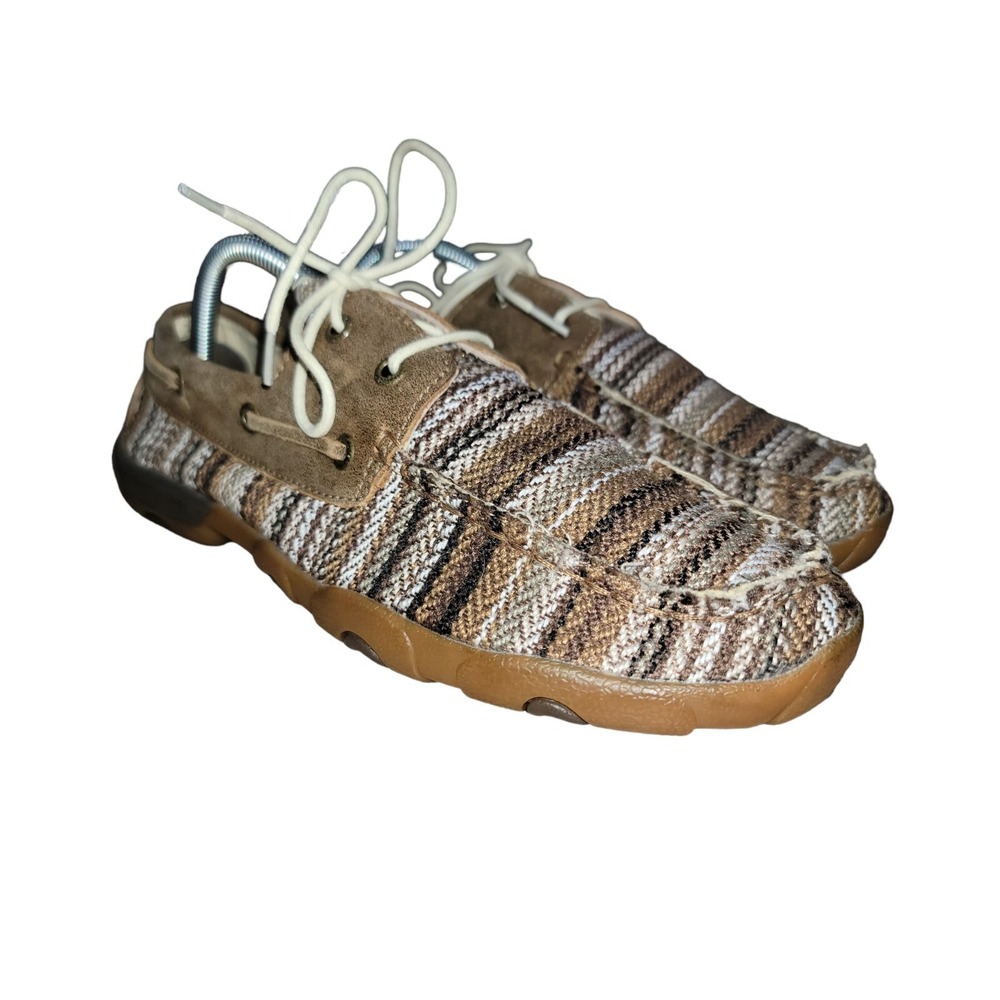 Twisted X Womens Casual Brown White Leather Boat Shoes Driving Moc Shoes Sz 9 M